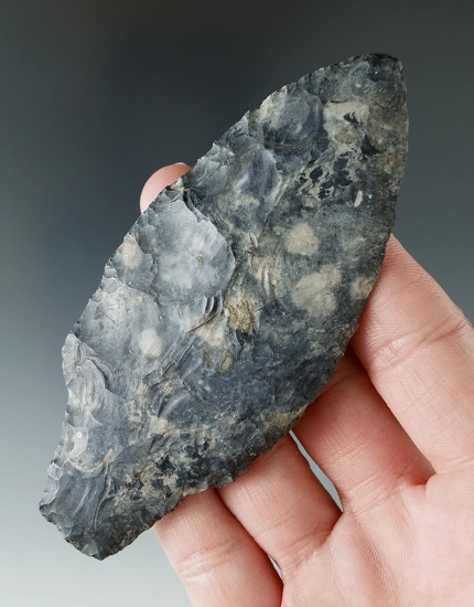 4 1/4" Nicely mottled Coshocton Flint Adena found in Fulton Co., Ohio. Pictured.