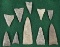 Set of 10 Triangle points in nice condition, found in Otsego County NY. Largest is 2 5/8