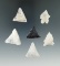 Group of six assorted New England and Virginia arrowheads, most are quartz. Largest is 1 1/8