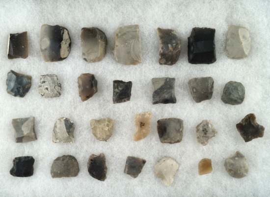 Group of 28 black powder Gunflint's from the 1600s- 1700s found at various sites in NY.