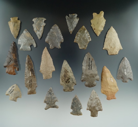 Nice group of 19 Assorted Arrowheads found in the 1950s in Megson Hamilton County Tennessee.