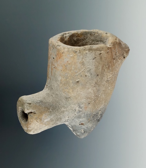 2 7/8" human effigy face pipe made from clay found in Tennessee.