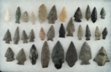 Group of 31 assorted archaic points found in NY and Pennsylvania. Largest is 2 7/8