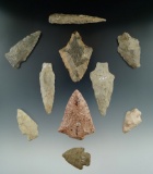 Eight late archaic points found in North Carolina from the Everett Goldsmith collection.