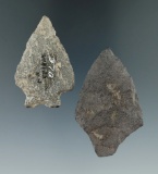 Hard-to-find location! Pair of flaked projectile points found in New Hampshire. Largest is 2 1/4