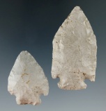 Pair of pentagonal points made from Logan County chert found in Ohio. Largest is 2 5/16