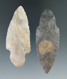 Pair of Adena points found in Michigan, largest is 3 3/8