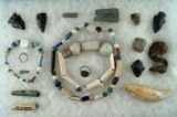 Nice group of surface recovered artifacts; historic trade beads, rolled copper beads and other relic