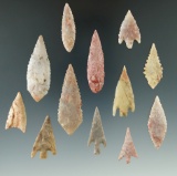 Set of 12 African Neolithic arrowheads from the Northern Sahara Desert Region, largest is 2