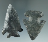 Pair of Coshocton Flint archaic bevels found in Knox and Tuscarawas County Ohio. Largest is 2 5/16