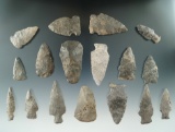 Group of 17 archaic points and scrapers found near the upper Cisco Honda, at Sago County NY.