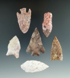 Set of six assorted points found in Utah , largest is 2