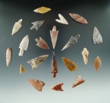 Set of 20 Neolithic African arrowheads found in Northern Sahara Desert Region. Largest is 1 7/8
