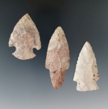 Three assorted Illinois points, largest is 2 7/8