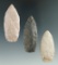 Set of three Paleo Lanceolates found in Illinois, largest is 2 9/16