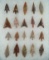 20 fine and colorful Neolithic Gem Points, many different types.