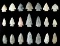 Set of 21 Archaic Cornernotch points found in Ohio, some are pentagonals. Largest is 2 1/4