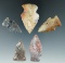 Group of 5 fine and colorful Ohio Hopewell Points. Found in Delaware and Franklin Co., Ohio.