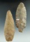 Pair of Flint Knives found in Union in Crawford Co.,  Illinois. Largest is 4 11/16