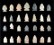 Group of 28 assorted Archaic Sidenotch arrowheads found in Ohio, largest is 1 5/8