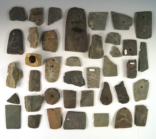 Large group of broken slate artifacts that make excellent study examples or a nice display