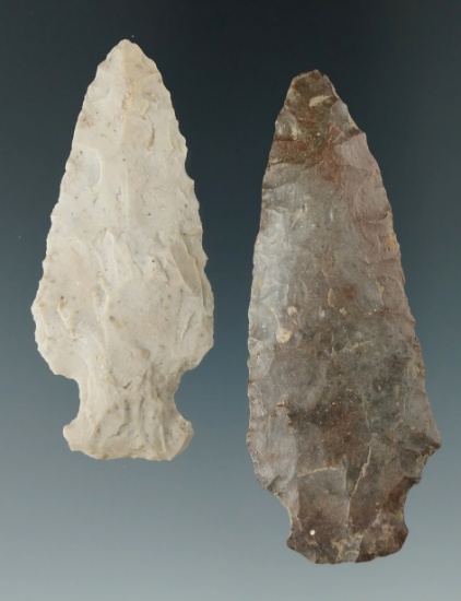 Pair of points found in Richland Co.,  Ohio including a 2 11/16" Ashtabula made from Pipe Creek.