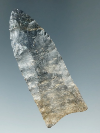 2 9/16" Coshocton Flint Paleo fluted Clovis with restoration to 5/8" of tip - Summit Co.,  Ohio.