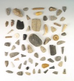 Group of assorted artifacts found at the Reeves site in Lake Co.,  Ohio by Greg LaForme.