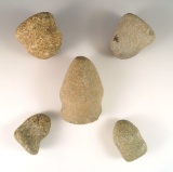 Group of five grooved Hammerstones found in Hardin and Allen counties, Ohio. Largest is 3 1/2