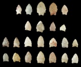 Large group of 23 transitional Paleo to early Archaic arrowheads found in Ohio, largest is 1 3/4