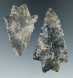 Two very nice serrated Archaic Points. Found in Crawford and Richland Counties Ohio.