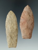 Pair of Paleo Lanceolates from Ohio that are nicely made from local Chert. Upper Sandusky, OH.