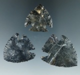 Group of three highly collectible Archaic Corner Notch points, found in Ohio.