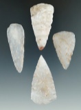 Four nicely translucent chalcedony Leaf Blades found in Utah, largest is 2 1/8