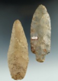 Pair of Flint Knives found in Union in Crawford Co.,  Illinois. Largest is 4 11/16