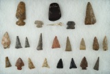 23 assorted artifacts  all found by Don Magnani northeast of point Pleasant West Virginia.