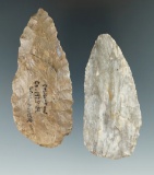 Pair of Upper Mercer Flint Knives,found along the Walhonding River, Coshocton Co.,  Ohio.