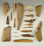 Group of bone artifacts found at the Reeves site in Lake Co.,  Ohio by Greg LaForme in  1970.