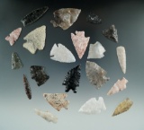 Group of 20 assorted arrowheads and Knives found in Utah, largest is 1 5/8