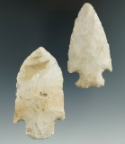 Pair of flint Stemmed Knives found in Illinois and Indiana, largest is 3