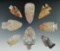 Set of 8 assorted Flint Ridge Flint arrowheads found in Ohio, largest is 2 5/8