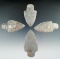 Set of four Flint Ridge Flint Adenas found in Ohio, largest is 3 1/8