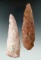 Pair of colorful Flint Ridge Flint Knives found in Ohio, largest is 4 11/16