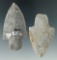 Pair of Late Adena Knives made from Flint Ridge Chalcedony found in Ohio. Largest is 3 1/16