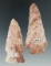 Pair of colorful Flint Ridge Flint Knives found in Ohio, largest is 3 1/8
