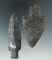 Pair of Adena Stemmed Knives made from Coshocton Flint found in Ohio, largest is 3 1/2