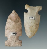 Pair of nicely made Archaic Sidenotch points found in Ohio, largest is 2 1/4