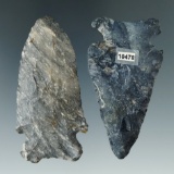 Pair of Coshocton Flint points including a Bifurcate and a 2 9/16
