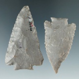 Pair of Decatur Fractured Base points found in Ohio, largest is 2 3/8