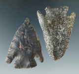Pair of Archaic Cornernotch points found in Ohio, largest is 2 1/8